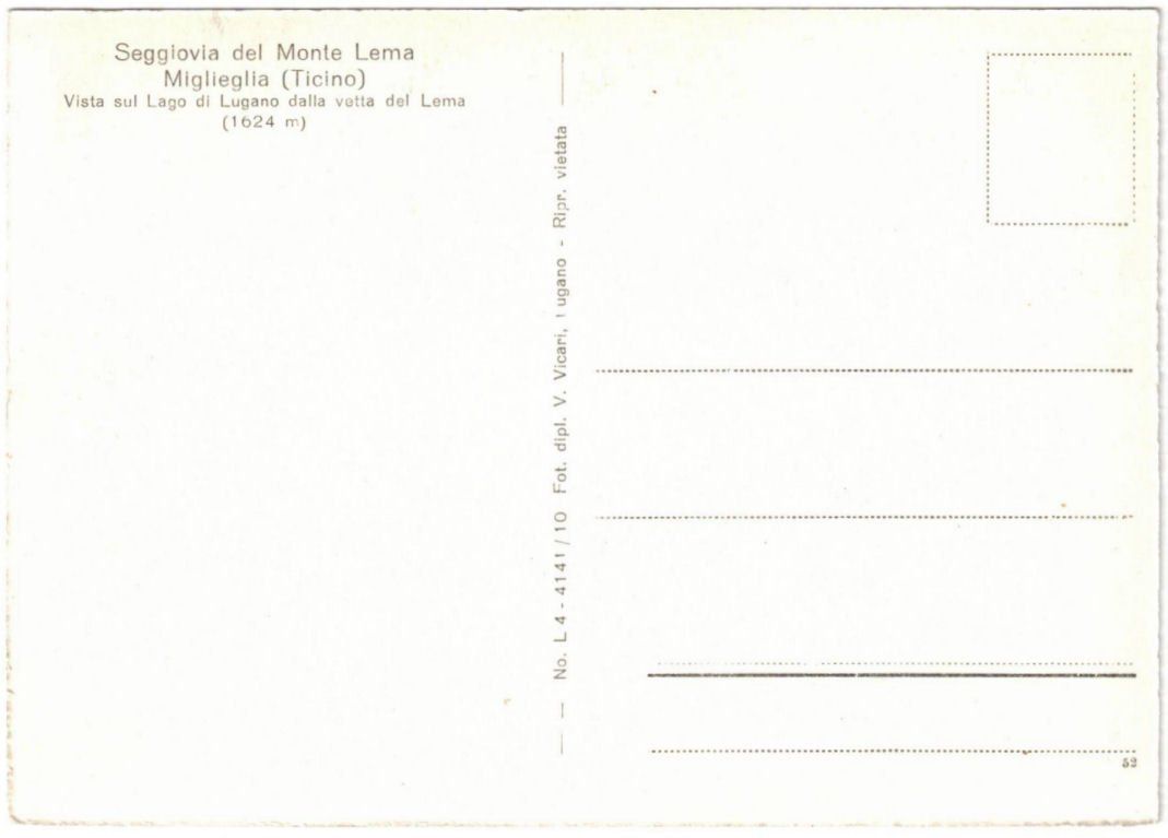 Cartoline postali: Miglieglia - Sessellift Monte Lema – Usato da Binningen venduto da Mountainrider 1