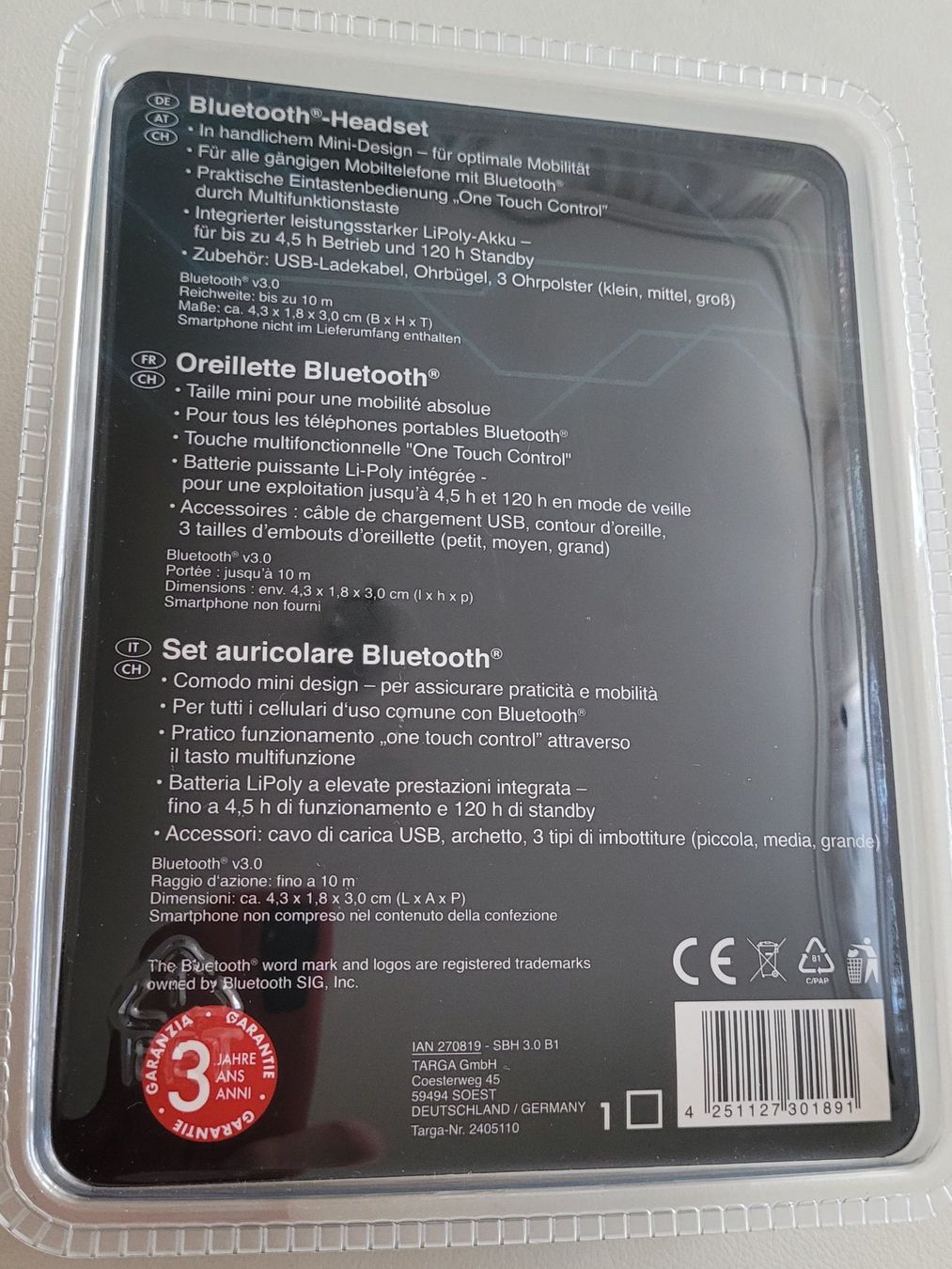 Casques audio: Bluetooth Headset – Neuf avec emballage d'origine à Uster par Gabi64 1