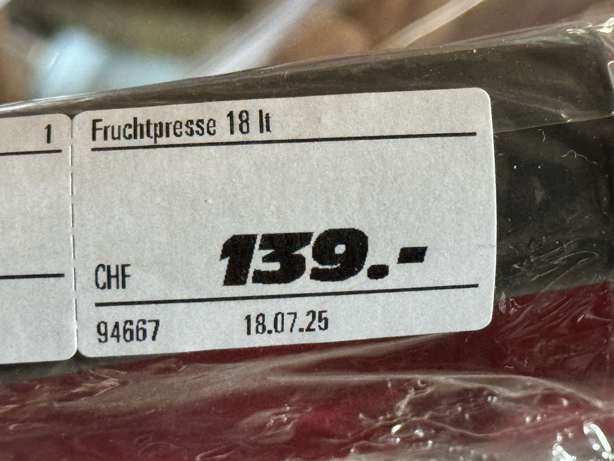 Toutes les machines: Fruchtpresse 18 lt NEU – Neuf avec emballage d'origine à Büsserach par Brranko 1