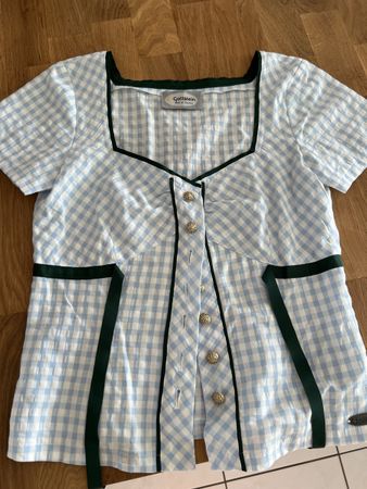 Gottstein Trachtenbluse Hellblau Kariert - Grösse 36