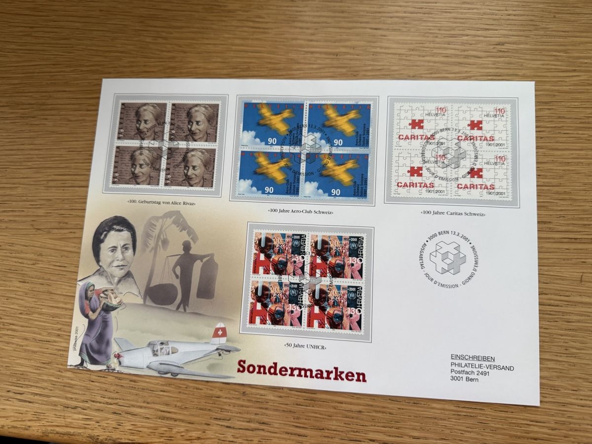 Alle Briefmarken: 4er Block Satz Sondermarken 13.3.2001 – Neu (gemäss Beschreibung) aus Murgenthal von Tina_4055