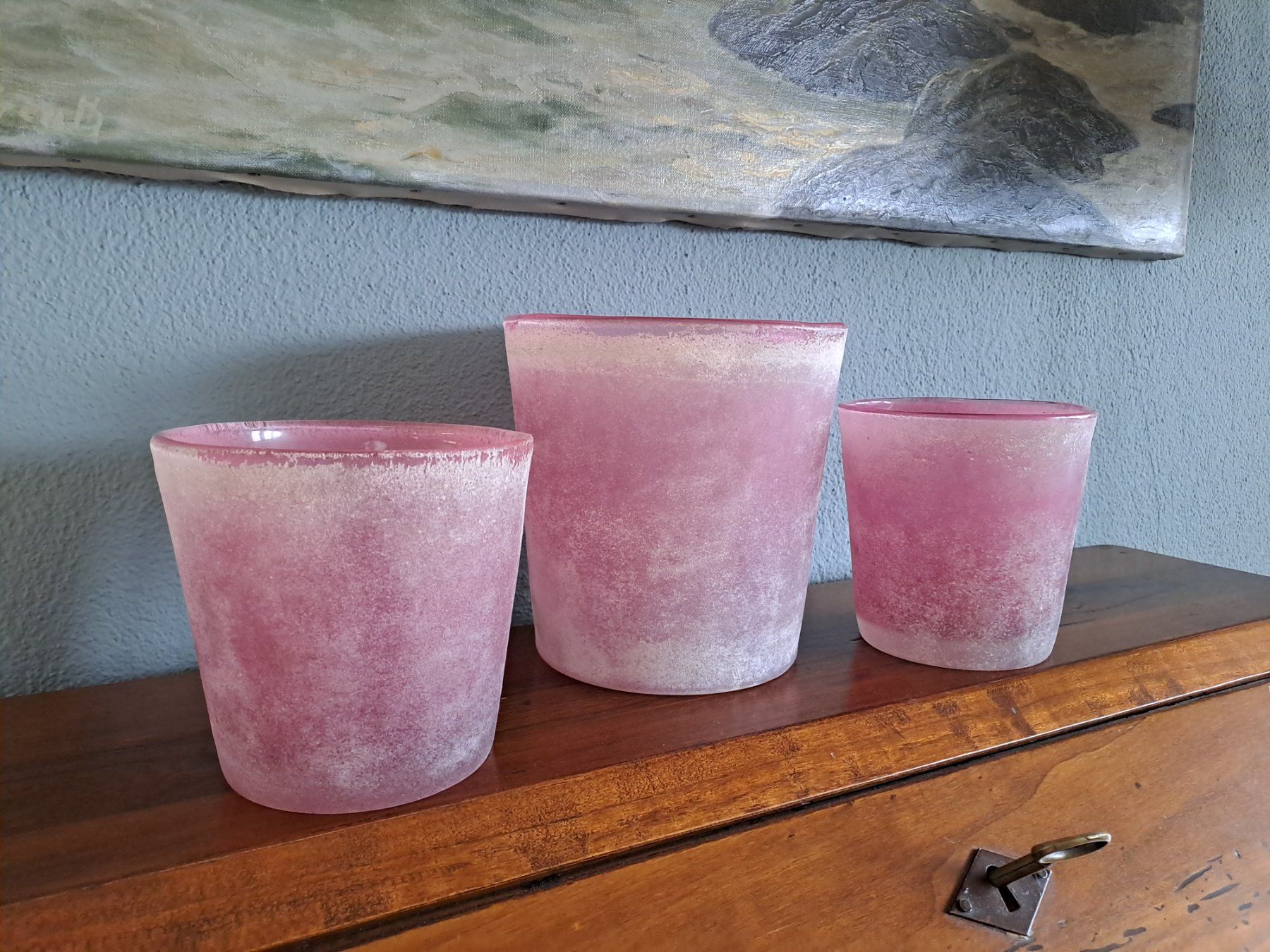 Alle Dekorationen: Windlichter rosa aus massivem gefrostetem Glas, 3-er Set – Gebraucht aus Volketswil von ronbons 7