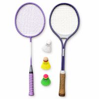 Badminton Set mit 2 Schlägern & 3 Federbällen