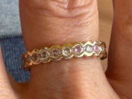 Luxus Elegante gr.17/7 Ring Zirkonia Memoire Goldfarben