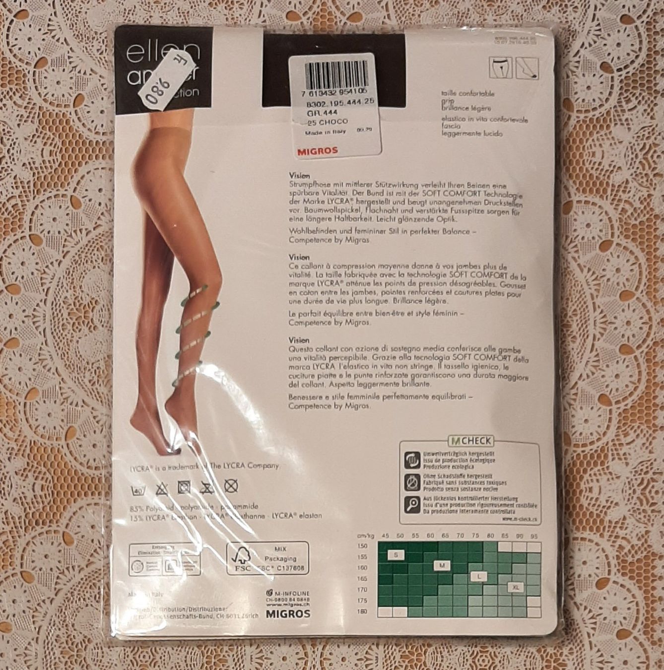 Ellen Amber Calze & Collant: Ellen Amber Vision Competence Strumpfhose 40den Gr.XL Choco – Nuovo e nell'imballaggio originale da Amriswil venduto da Celini3 1