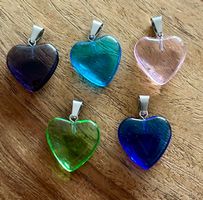 Charms / Anhänger Herzen Glas, 5 Stück