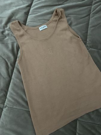 Débardeur Saint Laurent beige brodé YSL taille S