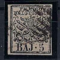 Italien 1852 Päpstliches Wappen 5 Bajochi gest.