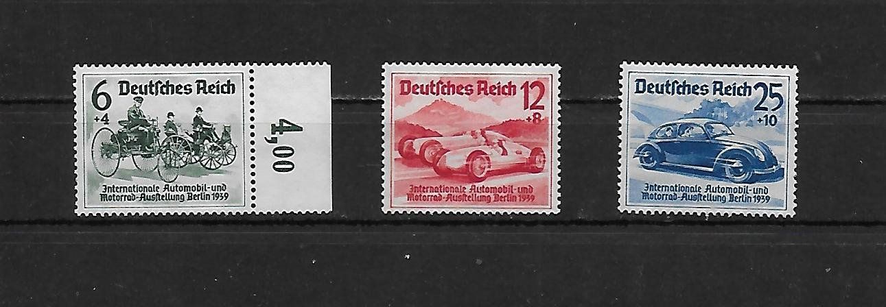 Tutti i francobolli: DR 1939 Auto Austellung 686 - 688 ** – Nuovo e nell'imballaggio originale da Altstätten SG venduto da euro010