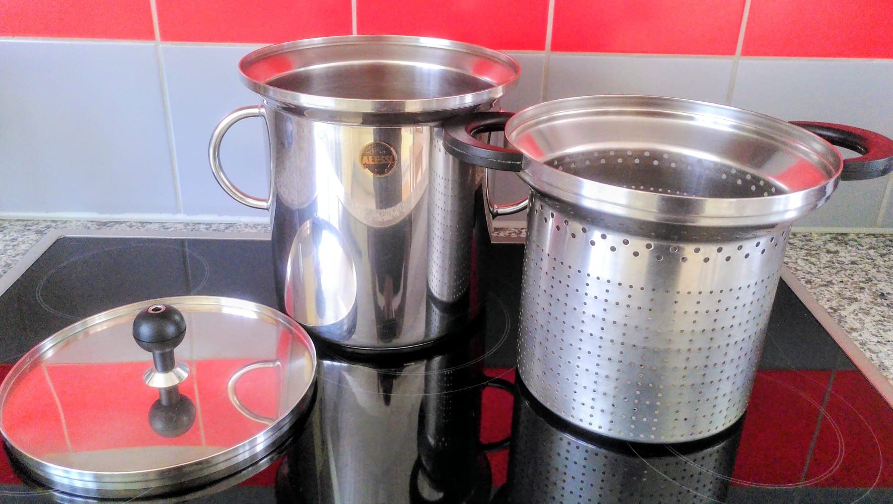 Alessi Pentole: Edelstahl Pastakochtopf von Alessi – Usato da Sursee venduto da Benevol 1