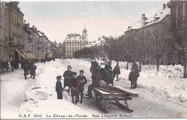 CHAUX - de - FONDS, attelage colorisé sur le POD en hiver