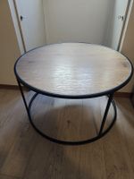 Couchtisch rund Holzoptik mit Metallgestell schwarz