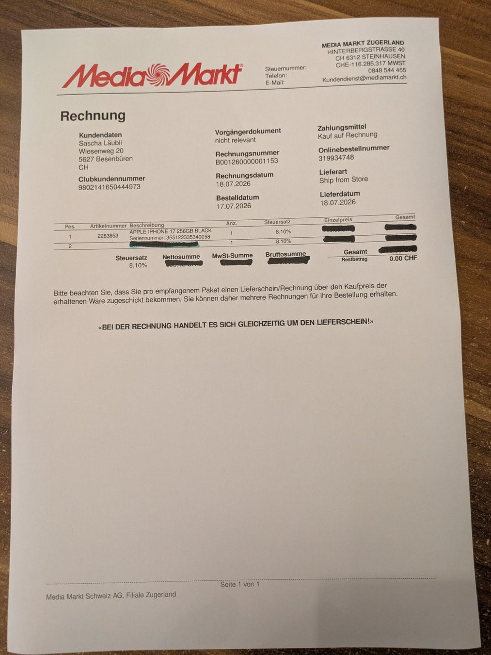 Apple Telefoni cellulari / Smartphones: Neues und originalverpacktes iPhone 17 – Nuovo e nell'imballaggio originale da Besenbüren venduto da saschalaeubli 7
