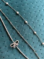 Mehrreihige Kette mit Schleifen – Silberfarben (Modeschmuck)