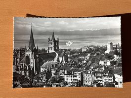 Vintage Postkarte Lausanne, Schwarzweiss, Top Zustand!