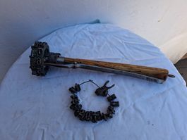 Alter Stempel mit Ziffernrad und Zubehör antik gebraucht