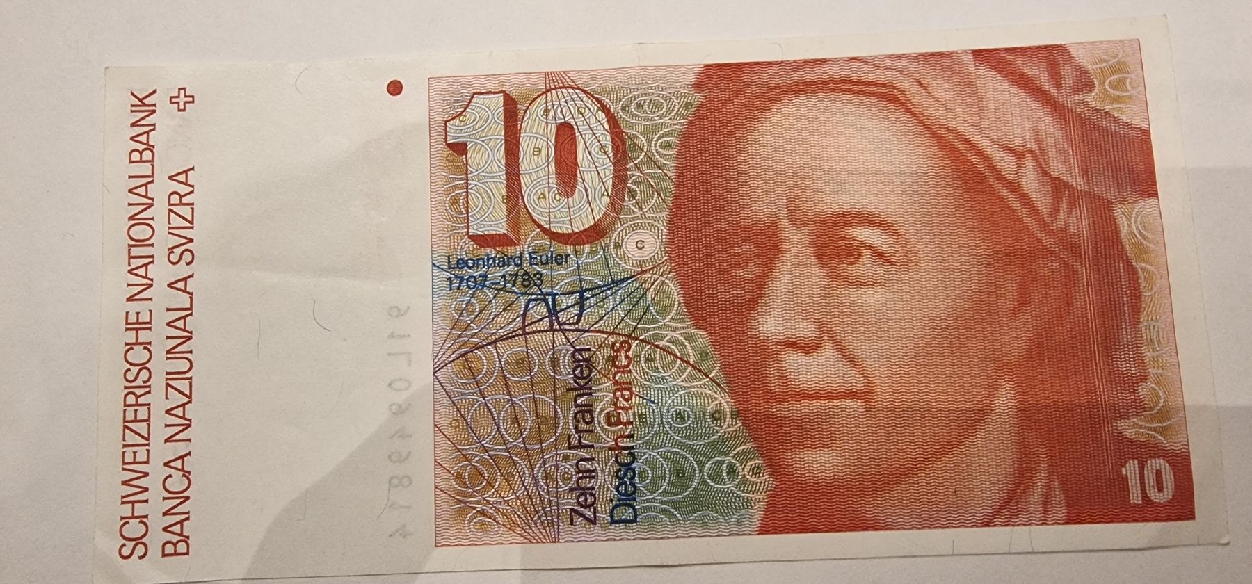 Banknoten: 10 Franken Schein Leonhard Euler 1977-1989 Banknote – Gebraucht aus Arbon von sar_l7ll