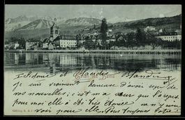 Mondschein-AK Yverdon-les-Bains, Uferansicht am See