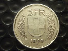 5 Fr.  1948  Auflage 0,41 Mio. - ungereinigt -
