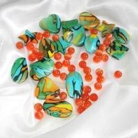 Perles orange-bleu-vert