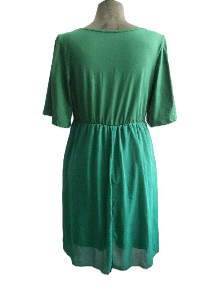 Vestiti: ca. Gr. 46 grünes Stretch Kleid tiefer Ausschnitt – Usato da Basel venduto da frausommerwind 3
