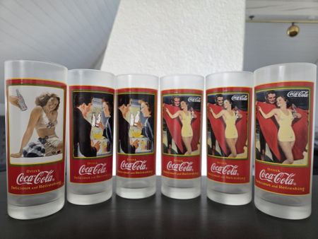 Coca Cola Gläser Set 6 Stück Vintage Druck 1950er Jahre
