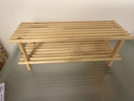 Vier Schuhregal aus Holz stapelbar 78x28 cm guter Zustand