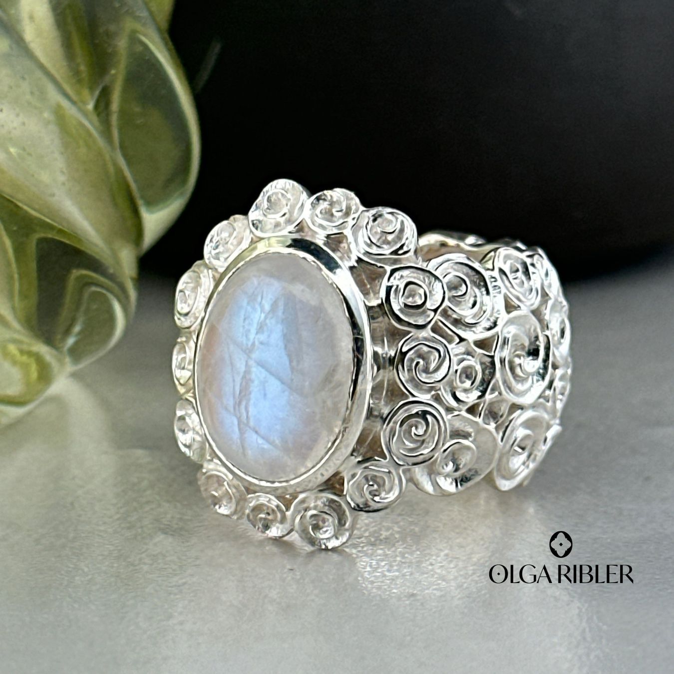 Olga Ribler Anelli: Mondstein Ring 925 Sterling Silber Grösse 62 – Nuovo (secondo la descrizione) da Luzern venduto da Schmuckoutlet 3