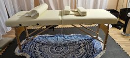 Massageliege tectake faltbar beige neuwertig inkl. Zubehör