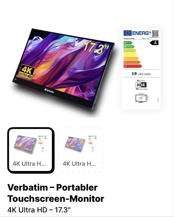 Verbatim - Touchscreen - Monitor (Neu und originalverpackt) in Riaz für ...