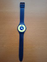 Swatch Uhr blau gelb Zifferblatt Herren Damen. funktioniert.