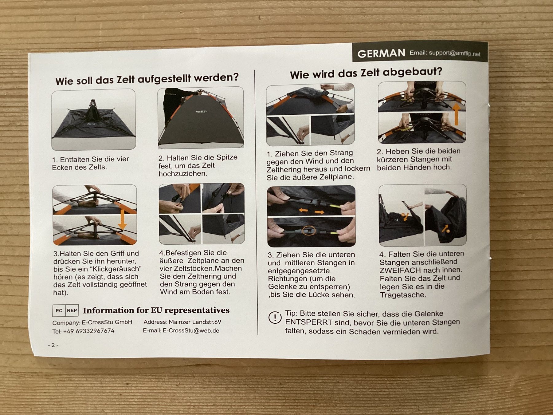 Amflip Zelt fr 2 Personen - Ideal fr Camping Saison! (Neuf avec emballage  d'origine)  Drnten pour CHF 45  avec livraison | Acheter sur Ricardo