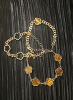 Neu Trio Armbänder Gold Braun Klee / Set 3 bracelets trèfle 