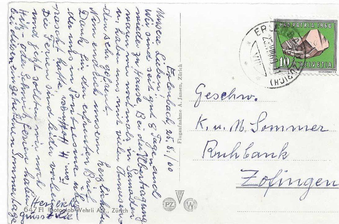 Cartoline postali: AK ERLENBACH 1960 – Usato da Schlossrued venduto da Aronliam 1