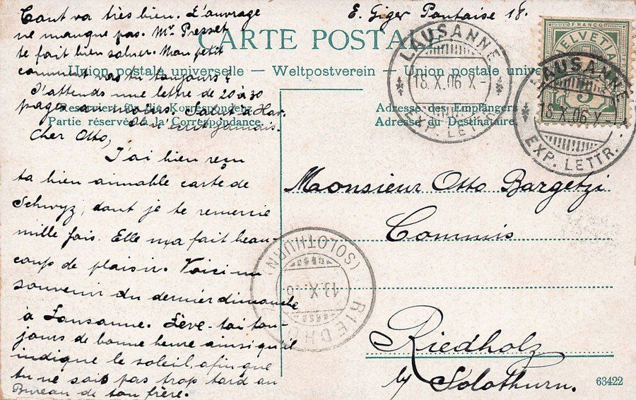 Cartoline postali: Barque du Léman (Guggenheim), circulée 1906 – Usato da Frauenfeld venduto da POML 1