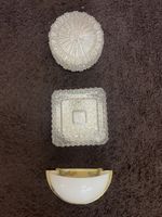 3 lampes plafonnier et murale verre/métal