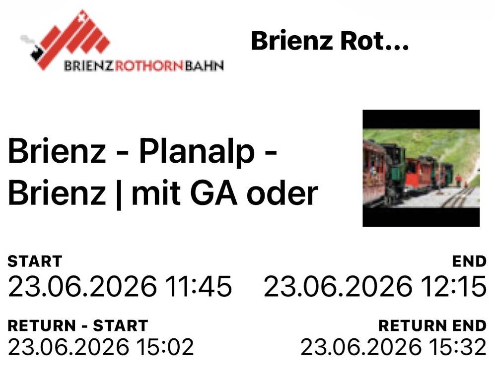 Tickets: Tickets Brienz-Rothorn-Bahn – Gebraucht aus Ellikon an der Thur von swissmike01