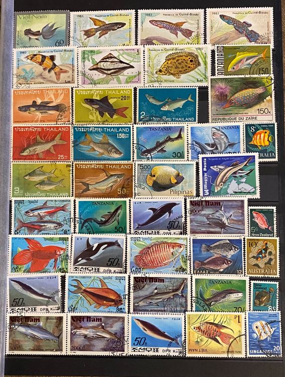 82 timbres thème - Poissons (Gebraucht) in Petit-Lancy für CHF 6 – mit ...