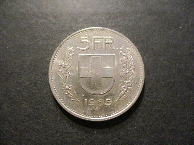 Toutes les monnaies: 5 .- Fr 1965 Superbe pièce   Superbe qualité – D'occasion à Lovens par Jelmi
