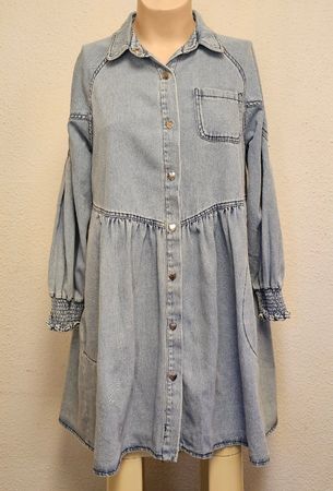 Peace + Love Damen Jeanskleid Hellblau Gr. M Hemdblusenkleid
