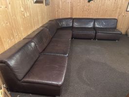 Ecksofa, dunkelbraunes hochwertiges Leder, 320 x 250 cm 