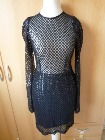 schwarzes, figurbetontes Paillettenkleid Gr. XS / S   KLEID