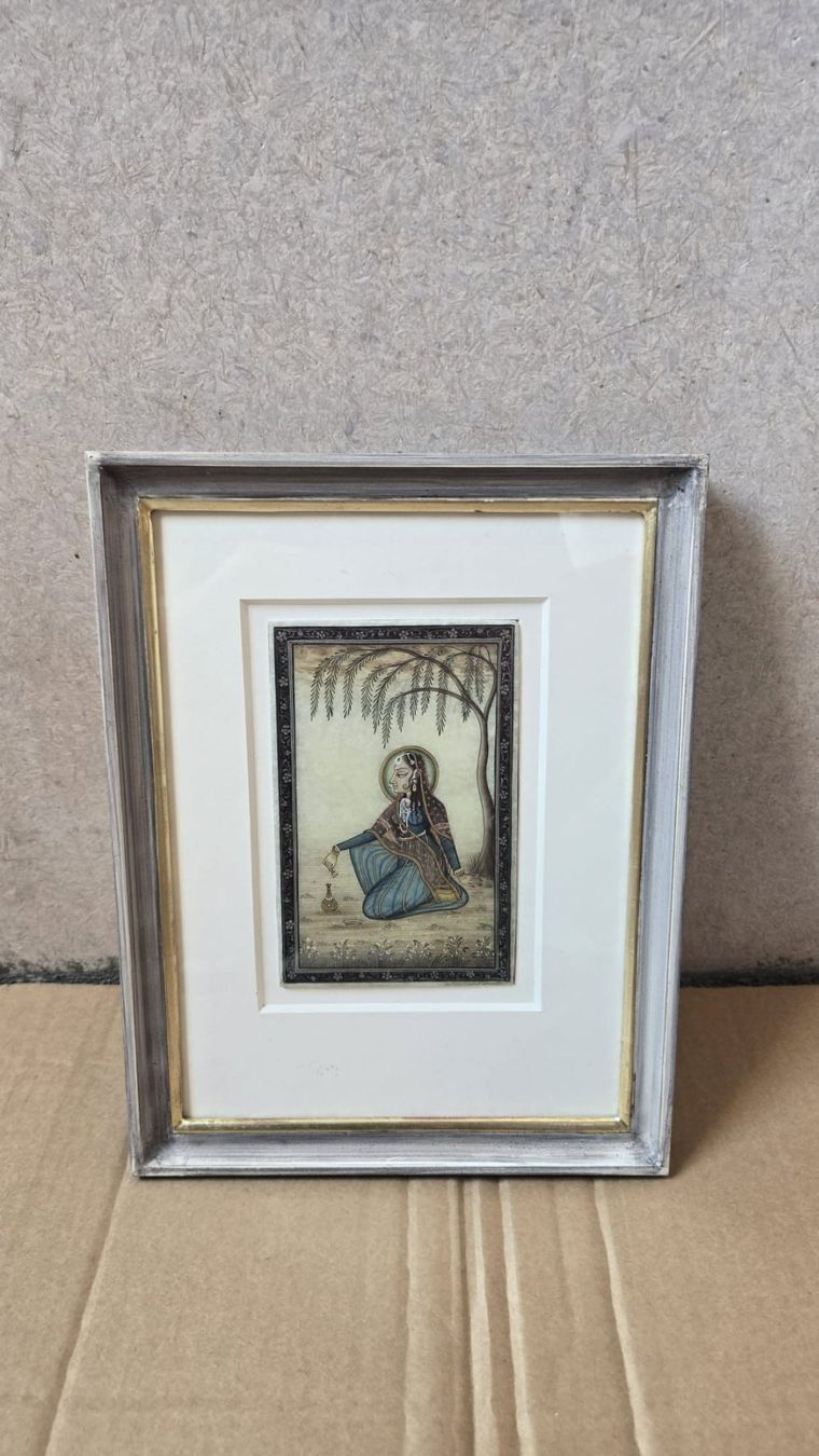 Dipinti: Krishna Miniatur Gemälde, gerahmt, 9.7cmx15cm – Usato da Kriens venduto da Buli1997
