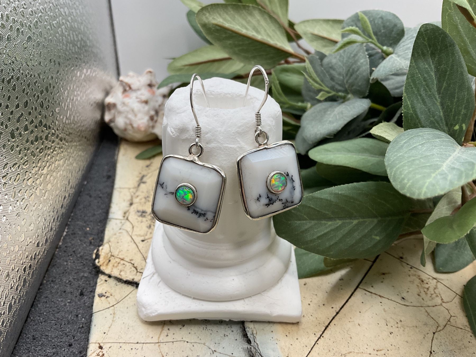 Orecchini pendenti & Orecchini a lobo: Ohrhänger Opal in Dendritenopal, Sterlingsilber – Nuovo (secondo la descrizione) da Luzern venduto da S.Kern01 1