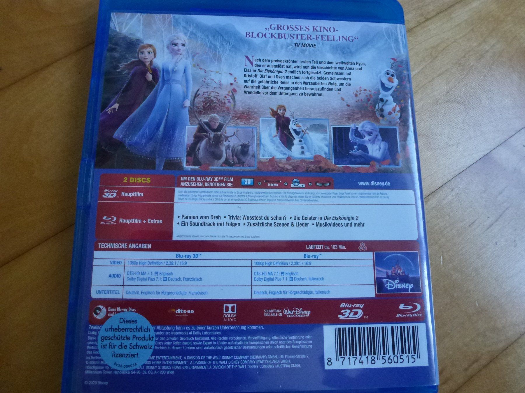 Tutti i DVDs: Die Eiskönigin 2  3D  (Blu-Ray 3D + Blu-Ray) – Nuovo (secondo la descrizione) da Bern venduto da Frebo 1