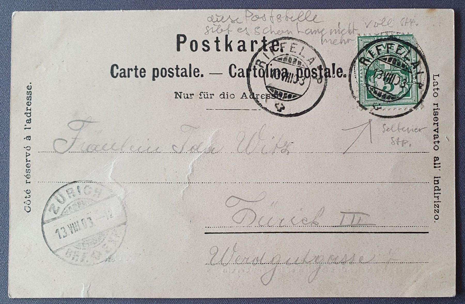 Cartoline postali: Hotel du Glacier de Findelen 1903 – Usato da Kreuzlingen venduto da Rschweiz1 1
