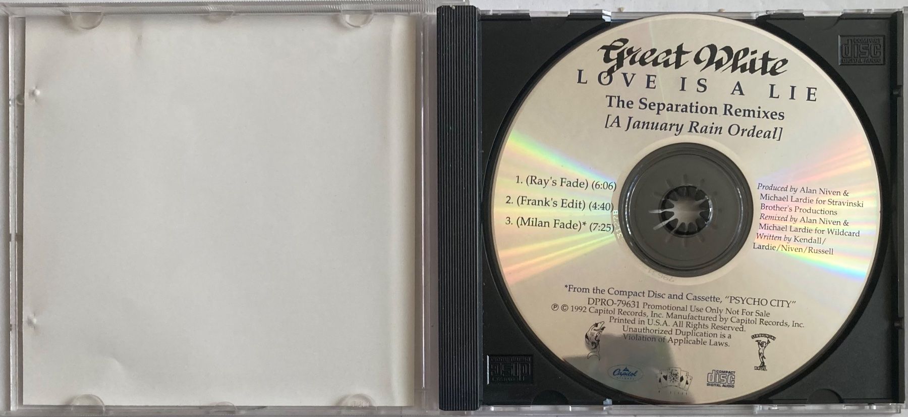 CD: GREAT WHITE - LOVE IS A LIE – Usato da Poliez-Pittet venduto da Newtown-Records 2