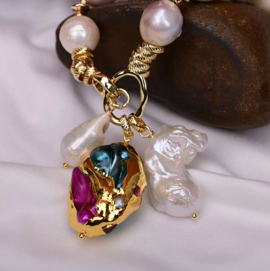 Catenine: Collier de perles naturelles multicolores – Nuovo e nell'imballaggio originale da Genève venduto da TradeCH 1