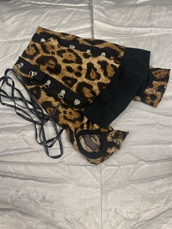 Leopard Strapsstrümpfe Straps ohne Fuß Gr S/M NEU