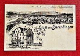 Derendingen - Hotel Krone - Fabrik mit Hochkamin - 1911